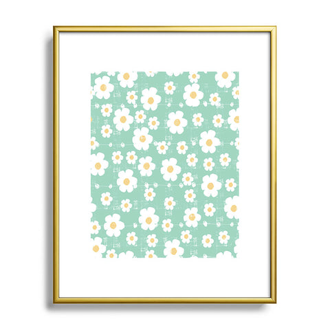 Ali Benyon Aqua Daisy Metal Framed Art Print