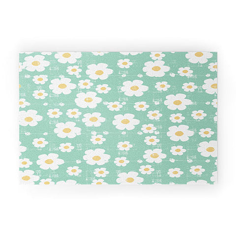 Ali Benyon Aqua Daisy Welcome Mat