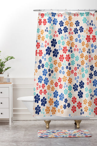 Ali Benyon Bed Of Flowers Shower Curtain And Mat