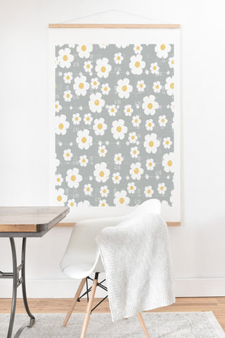Ali Benyon Gray Daisy Art Print And Hanger
