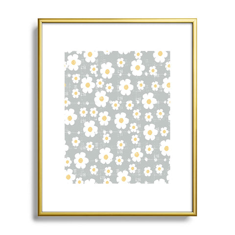 Ali Benyon Gray Daisy Metal Framed Art Print