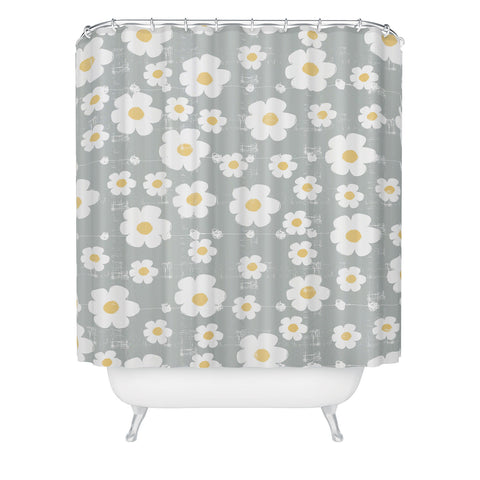 Ali Benyon Gray Daisy Shower Curtain