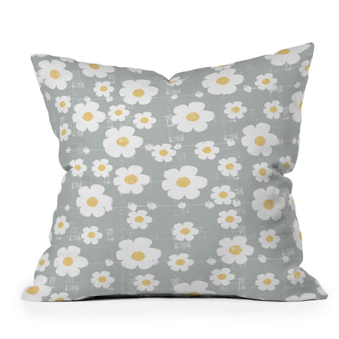 Ali Benyon Gray Daisy Throw Pillow