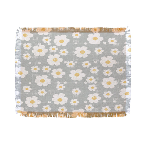 Ali Benyon Gray Daisy Throw Blanket