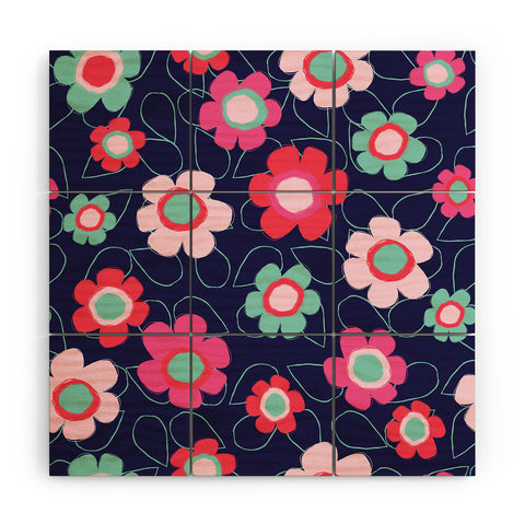 Ali Benyon Happy Flowers Wood Wall Mural