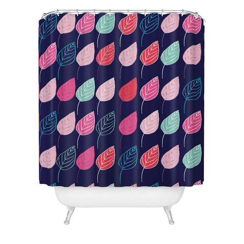 Ali Benyon Happy Leaves Shower Curtain