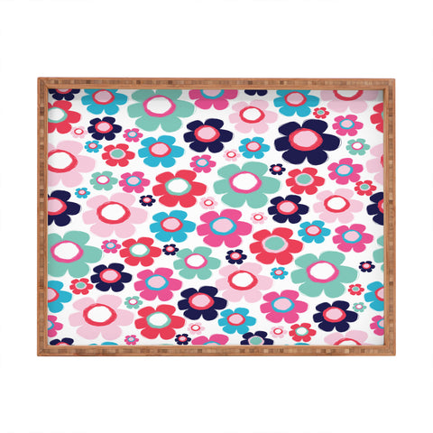Ali Benyon Indigo Flowers Rectangular Tray