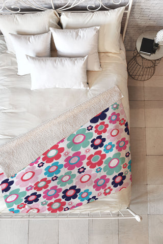 Ali Benyon Indigo Flowers Fleece Throw Blanket