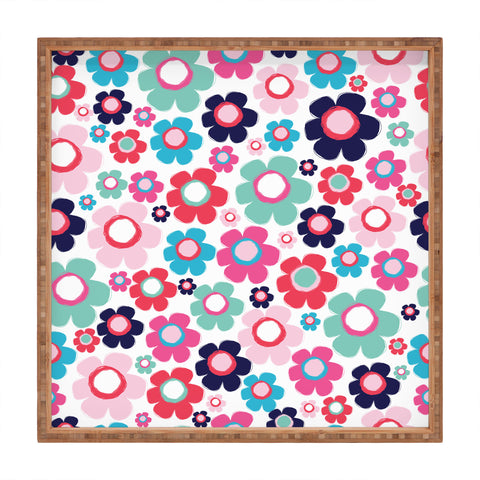 Ali Benyon Indigo Flowers Square Tray