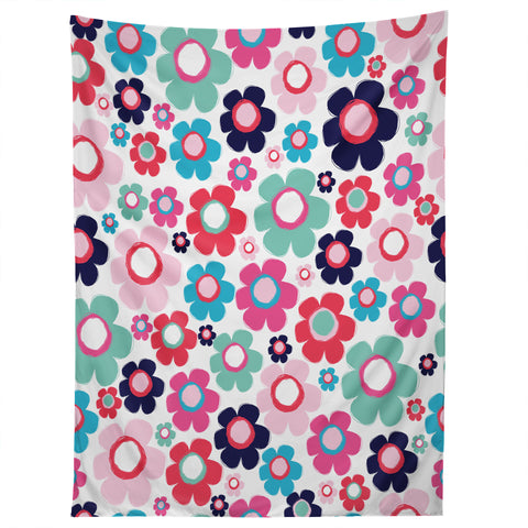 Ali Benyon Indigo Flowers Tapestry