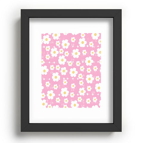 Ali Benyon Pink Daisy Recessed Framing Rectangle