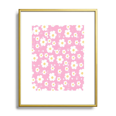 Ali Benyon Pink Daisy Metal Framed Art Print