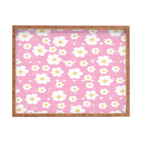 Ali Benyon Pink Daisy Rectangular Tray