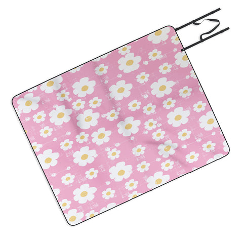 Ali Benyon Pink Daisy Picnic Blanket