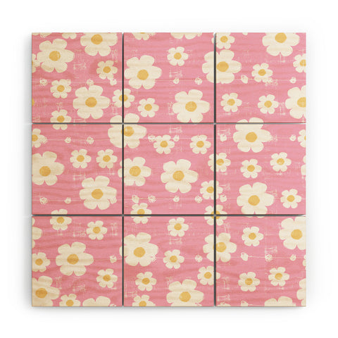 Ali Benyon Pink Daisy Wood Wall Mural