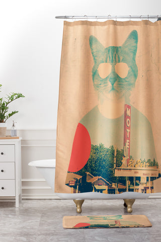 Ali Gulec Cool Cat Shower Curtain And Mat