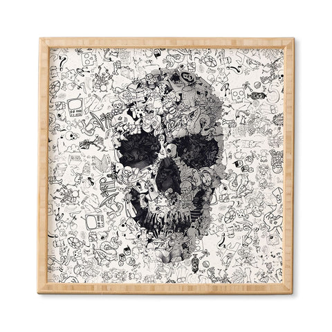 Ali Gulec Doodle Skull BW Framed Wall Art