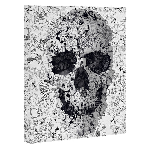 Ali Gulec Doodle Skull BW Art Canvas