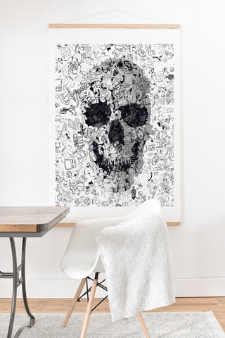 Ali Gulec Doodle Skull BW Art Print And Hanger