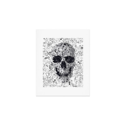 Ali Gulec Doodle Skull BW Art Print