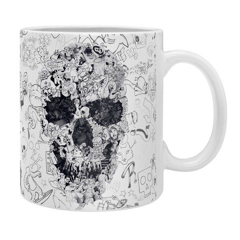 Ali Gulec Doodle Skull BW Coffee Mug