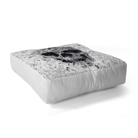 Ali Gulec Doodle Skull BW Floor Pillow Square