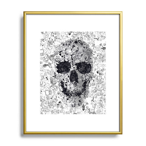 Ali Gulec Doodle Skull BW Metal Framed Art Print
