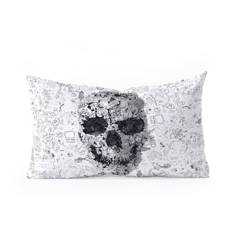Ali Gulec Doodle Skull BW Oblong Throw Pillow