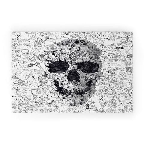 Ali Gulec Doodle Skull BW Welcome Mat