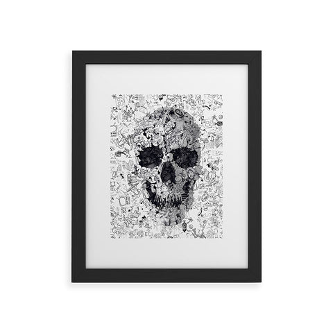 Ali Gulec Doodle Skull BW Framed Art Print