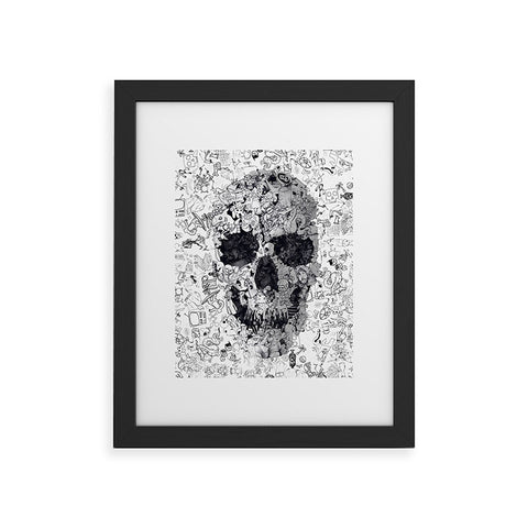 Ali Gulec Doodle Skull BW Framed Art Print