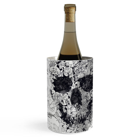 Ali Gulec Doodle Skull BW Wine Chiller