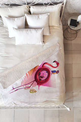Ali Gulec Flamingo Pals Fleece Throw Blanket