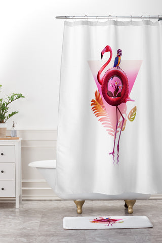 Ali Gulec Flamingo Pals Shower Curtain And Mat