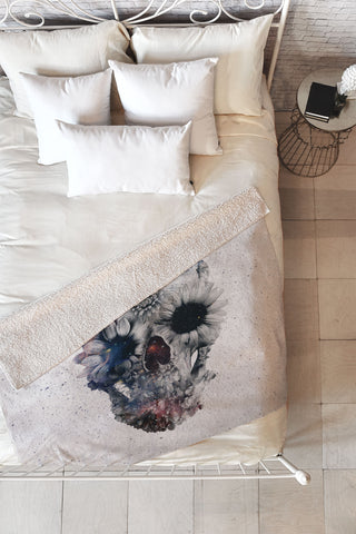 Ali Gulec Floral Skull 2 Fleece Throw Blanket