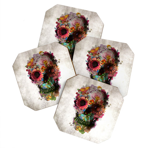 Ali Gulec Gardening Floral Skull Coaster Set