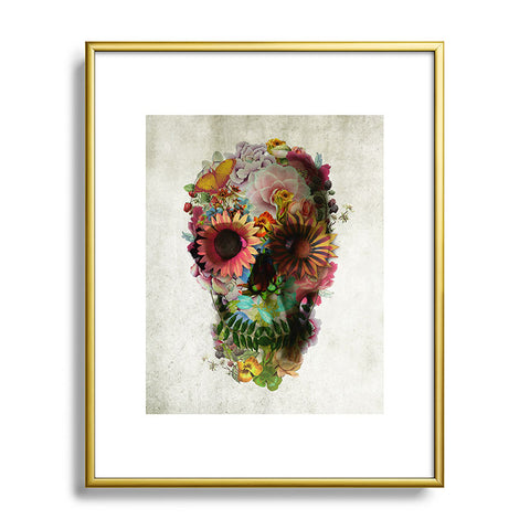 Ali Gulec Gardening Floral Skull Metal Framed Art Print
