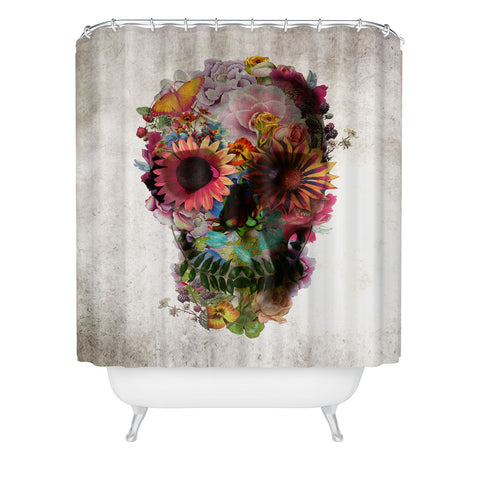 Ali Gulec Gardening Floral Skull Shower Curtain