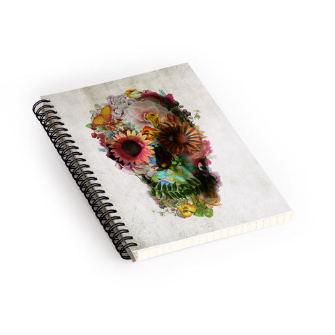 Ali Gulec Gardening Floral Skull Spiral Notebook