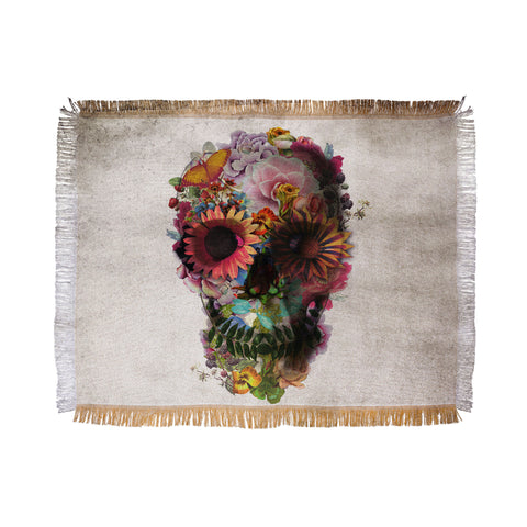 Ali Gulec Gardening Floral Skull Throw Blanket