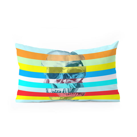 Ali Gulec Glitch Skull Oblong Throw Pillow