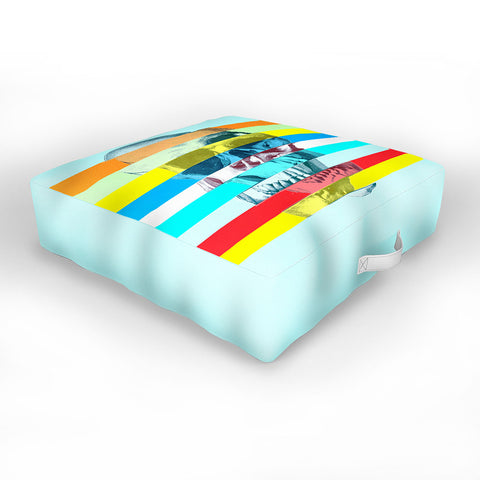 Ali Gulec Glitch Skull Outdoor Floor Cushion