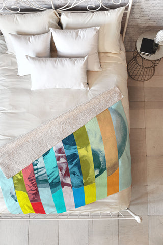 Ali Gulec Glitch Skull Fleece Throw Blanket