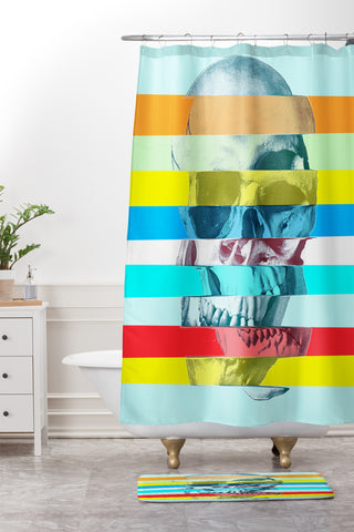 Ali Gulec Glitch Skull Shower Curtain And Mat