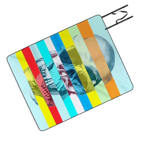 Ali Gulec Glitch Skull Picnic Blanket
