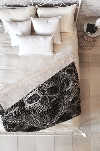 Ali Gulec Lace Skull Fleece Throw Blanket