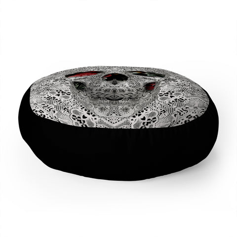 Ali Gulec Light Lace Skull Floor Pillow Round