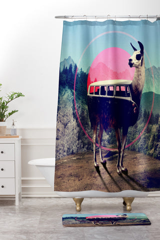 Ali Gulec Llama Van Shower Curtain And Mat