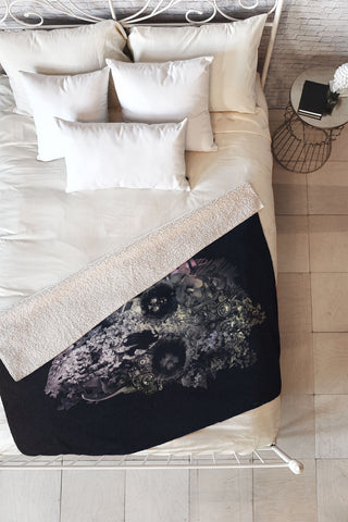 Ali Gulec Metamorphosis Skull Fleece Throw Blanket