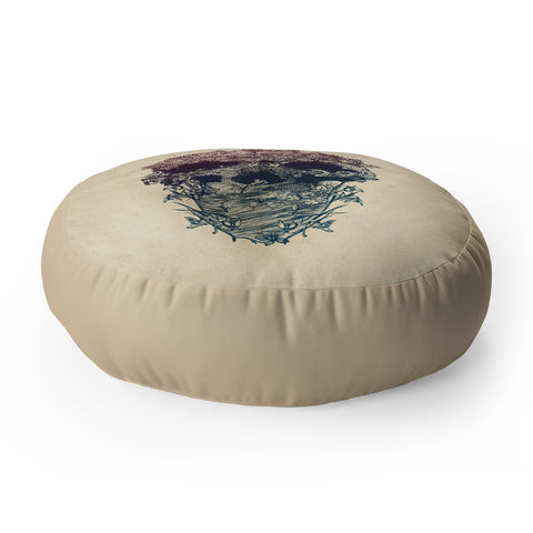 Ali Gulec Skull Floral Floor Pillow Round
